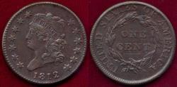 Us Coins - 1812 CLASSIC LARGE CENT  AU ... good eye appeal!
