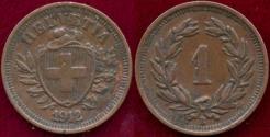 World Coins - SWITZERLAND 1912-B  1 RAPEN