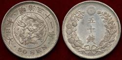 World Coins - JAPAN 1898 50 SEN.... ATTRACTIVE AU