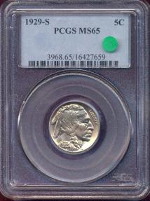 1929-S BUFFALO NICKEL. PCGS MS65 . SHARP STRUCK PQ