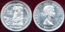 World Coins - CANADA 1958  TOTEM DOLLAR...  CHOICE BU  WHITE!