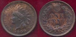 Us Coins - 1900 INDIAN CENT  MS60 BN  or  better