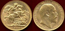 World Coins - GREAT BRITAIN 1908 GOLD SOVEREIGN