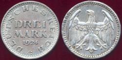 World Coins - GERMANY 1924-G ....... 3 MARK