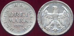 World Coins - GERMANY 1924-G ....... 3 MARK