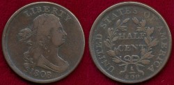 Us Coins - 1808/7  1/2c ...  VERY FINE