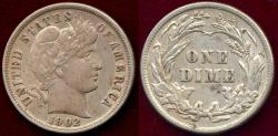 Us Coins - 1902 BARBER DIME AU ... very sharp