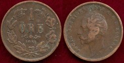 World Coins - SWEDEN 1858  1 ORE  VF