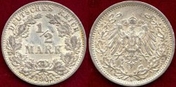 World Coins - GERMANY 1905A ...... 1/2 MARK
