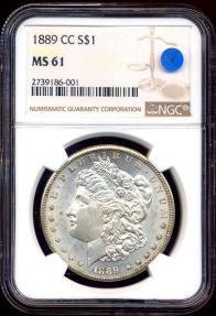 US Coins - 1889-CC MORGAN $1 NGC MS61  WHITE