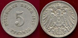 World Coins - GERMANY 1910-G...... 5 PFENNIG  