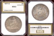 Us Coins - 1877-S TRADE DOLLAR   PCI   MS63  ...  original  not Dipped