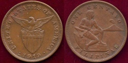 World Coins - PHILIPPINES 1919-S  1 CENTAVO  XF