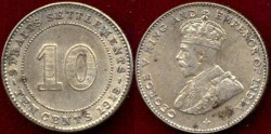 World Coins - STRAITS SETTLEMENTS 1918 10 CENTS