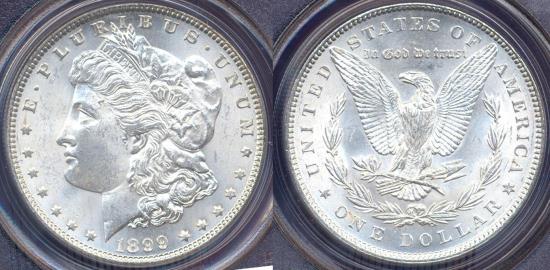 US Coins - 1899 MORGAN DOLLAR  PCGS  MS63  .... WHITE