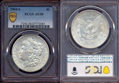 US Coins - 1904-S MORGAN DOLLAR PCGS  AU50 ... well struck