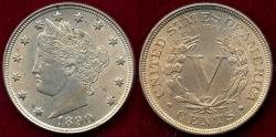Us Coins - 1890 LIBERTY NICKEL MS62