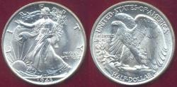 Us Coins - 1943 WALKING LIBERTY HALF DOLLAR  MS65  WHITE