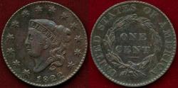 Us Coins - 1822  LARGE CENT  XF45 Details