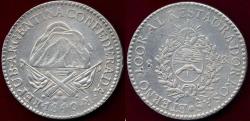 World Coins - ARGENTINE 1840 R  8 REALES  XF+ "REBEL  PESO"