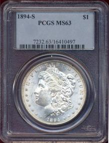 US Coins - 1894-S MORGAN DOLLAR  PCGS MS63