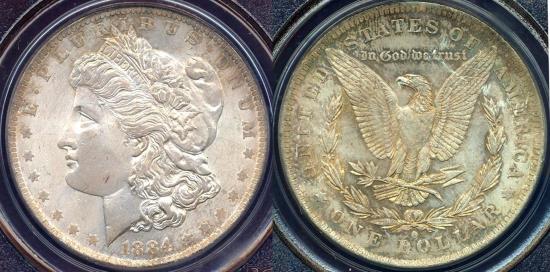 US Coins - 1884-O MORGAN DOLLAR  PCGS MS64  ...undergraded