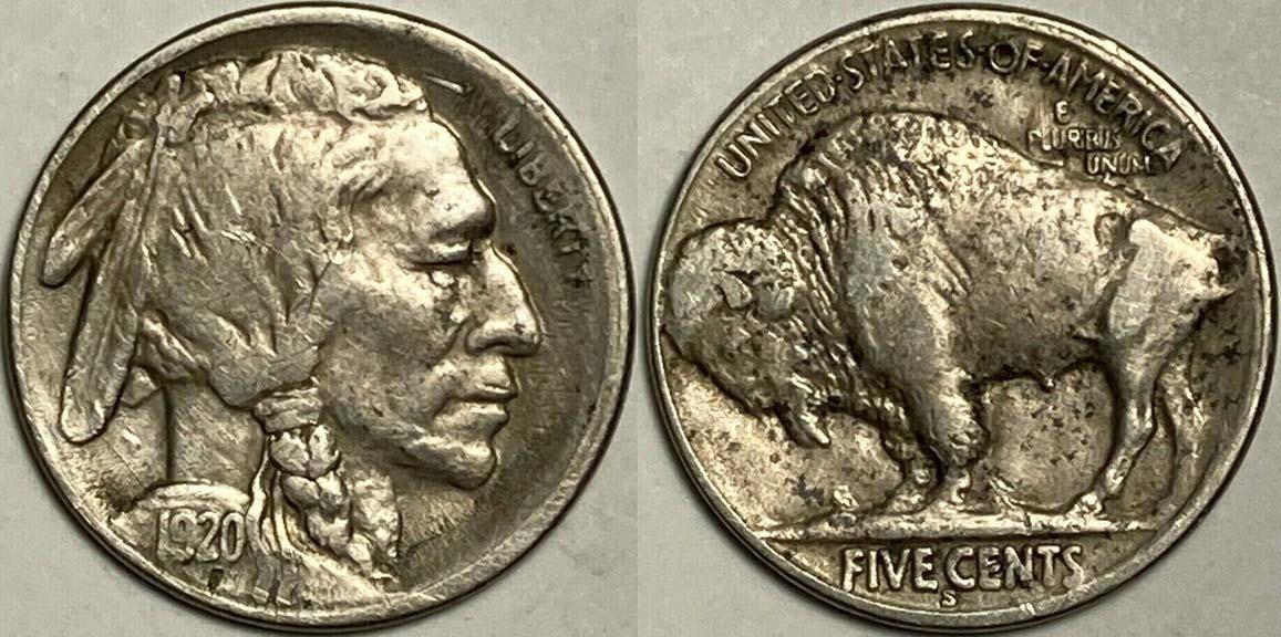 稀少 アメリカ合衆国 バッファロー 5セント 白銅貨 1920 S 稀少