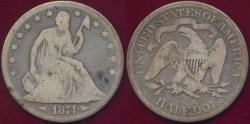 Us Coins - 1874 ARROWS SEATED HALF DOLLAR   G/VG