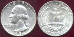 Us Coins - 1954 WASHINGTON QUARTER  MS65