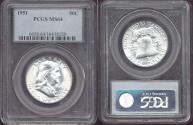 Us Coins - 1951 FRANKLIN HALF DOLLAR  PCGS MS64  .... BRIGHT  WHITE HIGH END