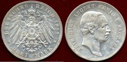 World Coins - SAXONY 1911-E ...  3 MARK