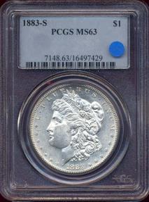 US Coins - 1883-S MORGAN DOLLAR  PCGS  MS63 WHITE ... vy high end