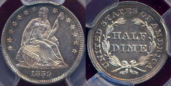 1859 SEATED HALF DIME PCGS PR64 | Half Dimes