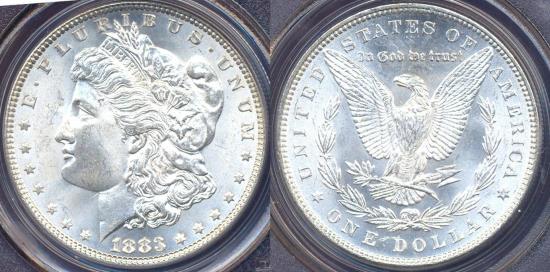 US Coins - 1883 MORGAN DOLLAR   PCGS MS64  ... UNDERGRADED