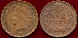 Us Coins - 1902 INDIAN CENT  AU58
