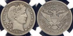 Us Coins - 1911-D BARBER QUARTER  NGC  F12 .. high end