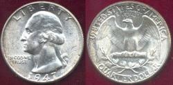Us Coins - 1947 WASHINGTON QUARTER   MS64 ... pretty