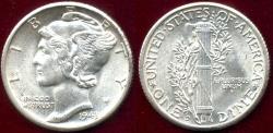 Us Coins - 1943-D MERCURY DIME MS64