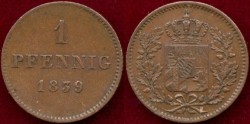 World Coins - Bavaria 1839..... 1 PFENNIG
