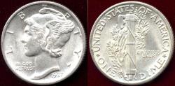 Us Coins - 1937-D MERCURY DIME MS64 FB