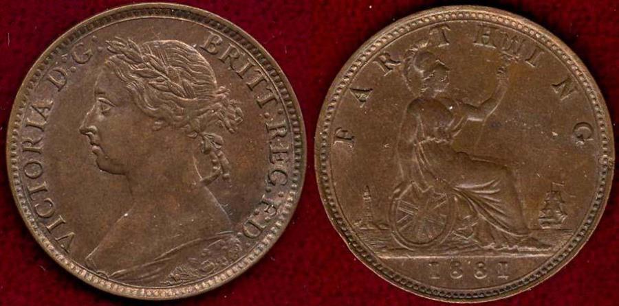 World Coins - GREAT BRITAIN 1881 FARTHING  UNCIRCULATED