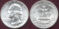 Us Coins - 1949-D WASHINGTON QUARTER MS65 ... WHITE