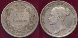 World Coins - GREAT BRITAIN 1846  6 PENCE   VF.... VICTORIA  young head