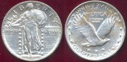 Us Coins - 1923 STANDING LIBERTY QUARTER  AU8