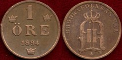 World Coins - SWEDEN 1894 .... 1 ORE