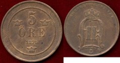World Coins - SWEDEN 1875 .... 5 ORE