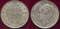 World Coins - Netherlands 1906 10 CENT  AU