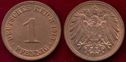 World Coins - GERMANY 1913-A  1 PFENNIG .... CHOICE UNCIRCULATED
