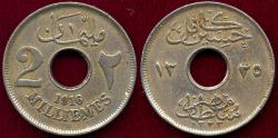 World Coins - EGYPT 1916-H  2 MILLIEMES  XF