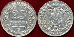 World Coins - GERMANY 1911-G ...... 25 PFENNIG  